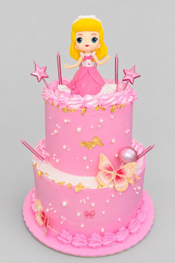 Pink Princess Theme Birthday Cake