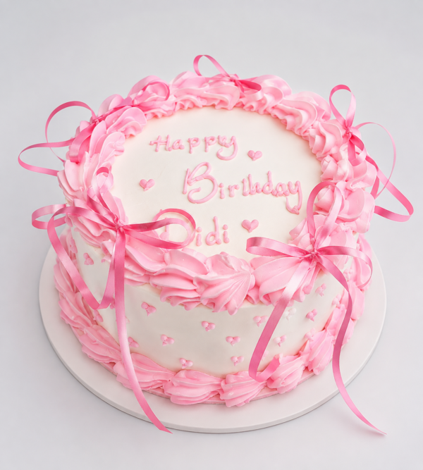 Pink Ribbon Birthday Cake